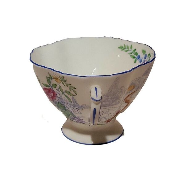 HAMMERSLEY TEA CUP AND SAUCER SET Country Cabin Scene Vintage Blue Trim Floral - Picture 9 of 9